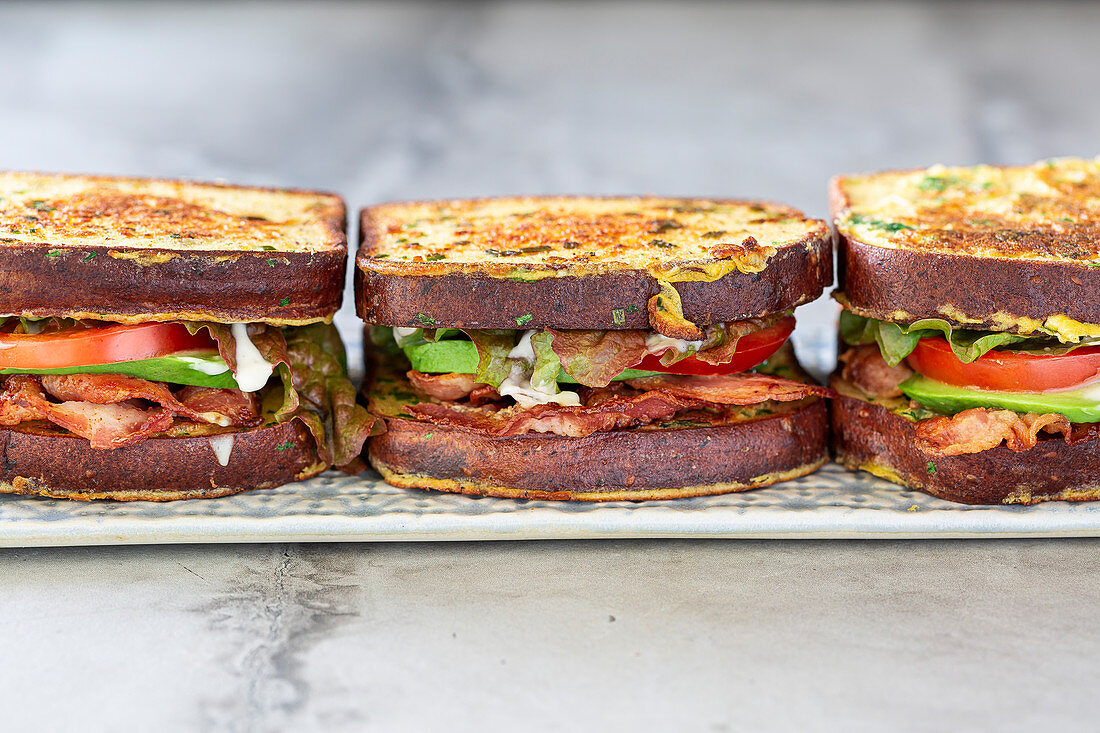 French Toast BLT (Bacon Lettuce and Tomato toastie)