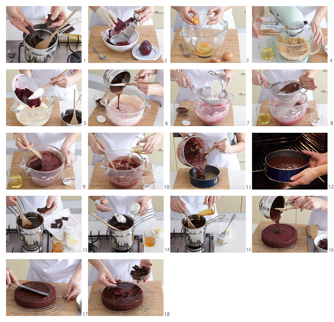 Beetroot and chocolat cake, step by step