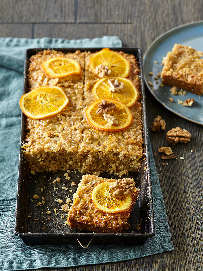 Orange gingerbread with oat flakes and nuts