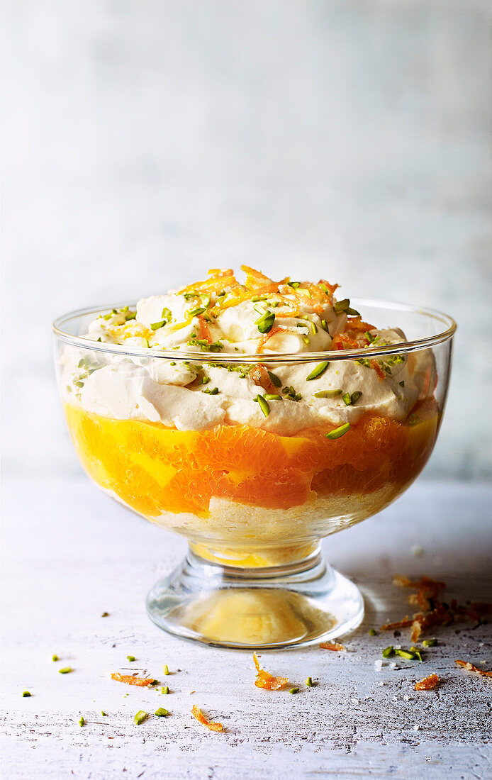 Clementine and prosecco trifle