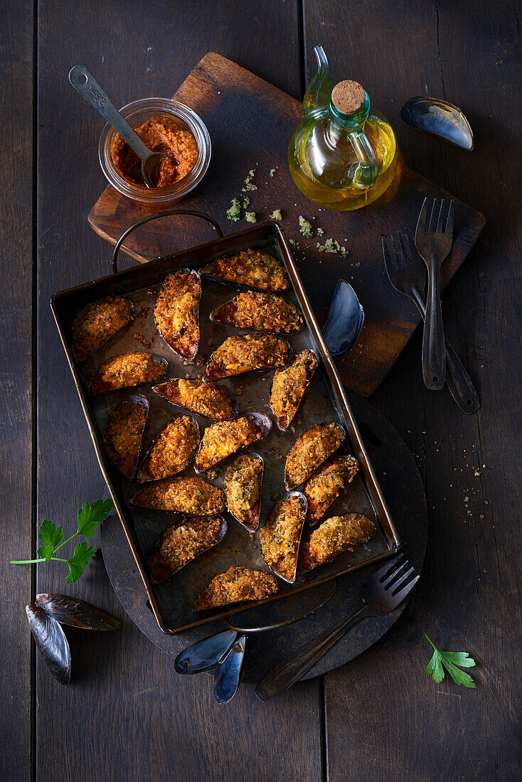 Gratinated mussels