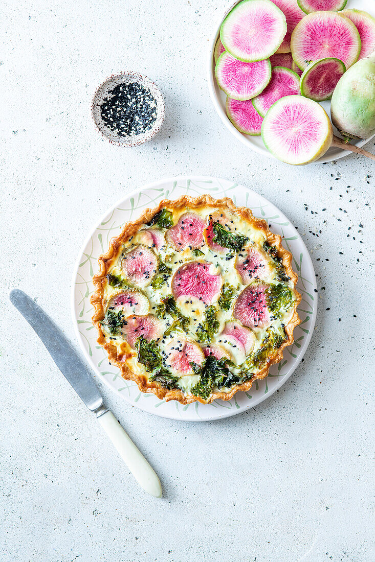 Watermelon radish pie