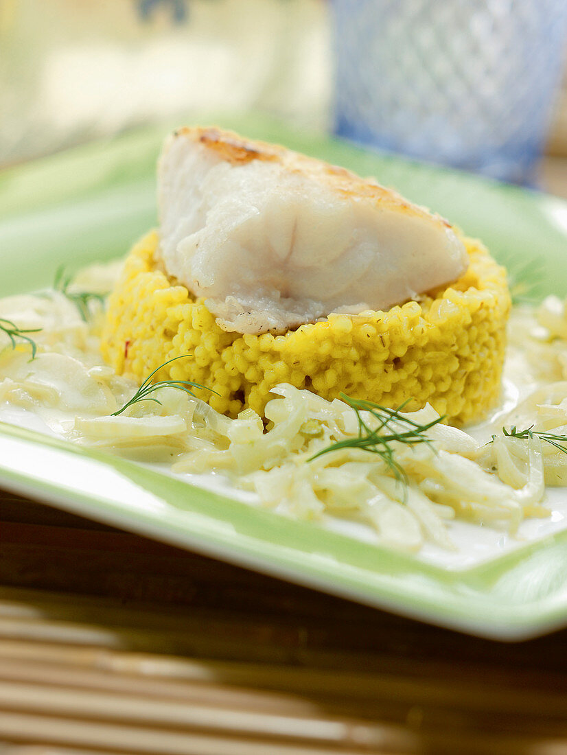 Monkfish with barley risotto and fennel