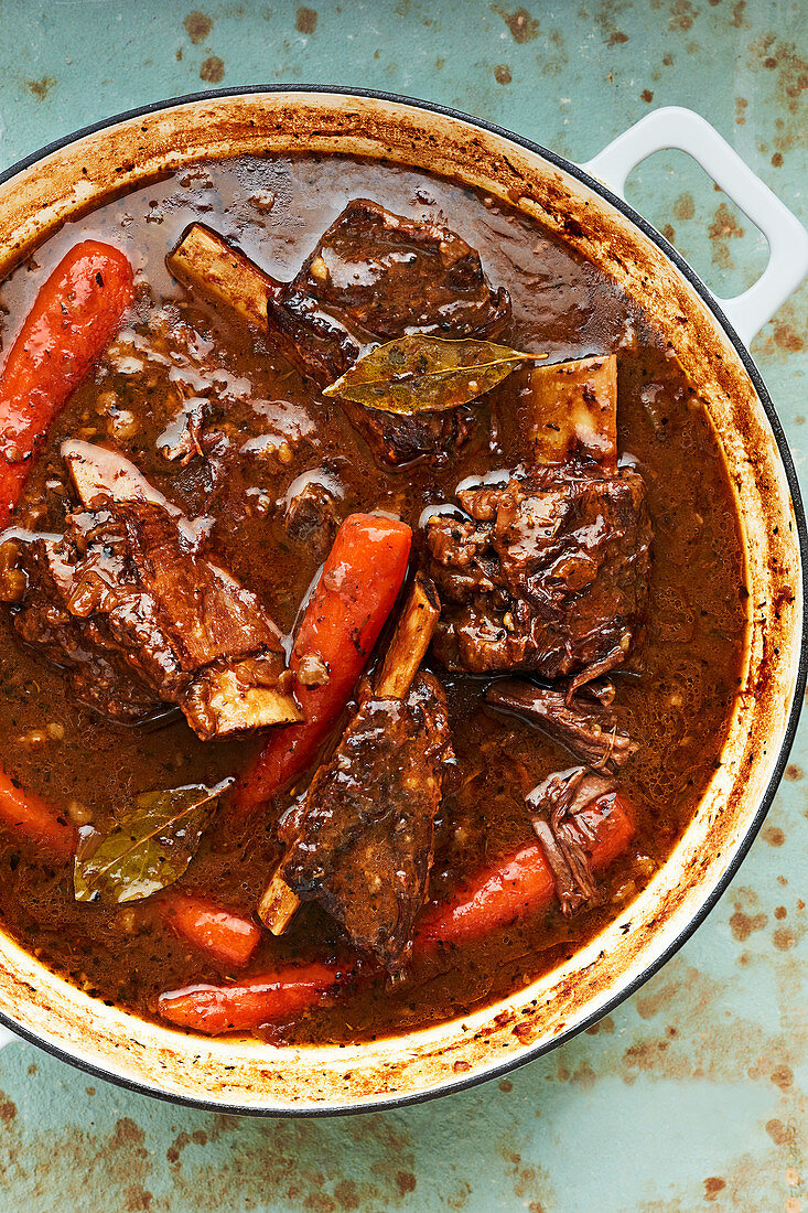 Stout-braised short ribs with horseradish and carrots