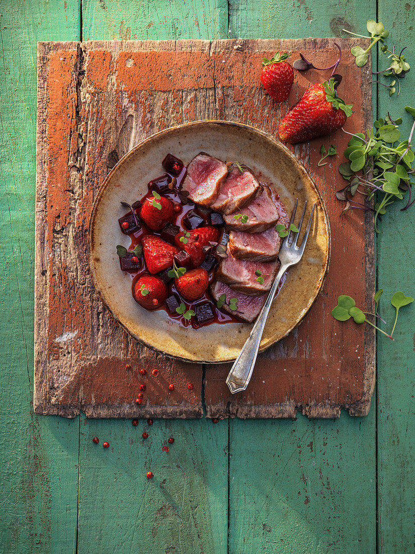 Tataki mit Erdbeeren