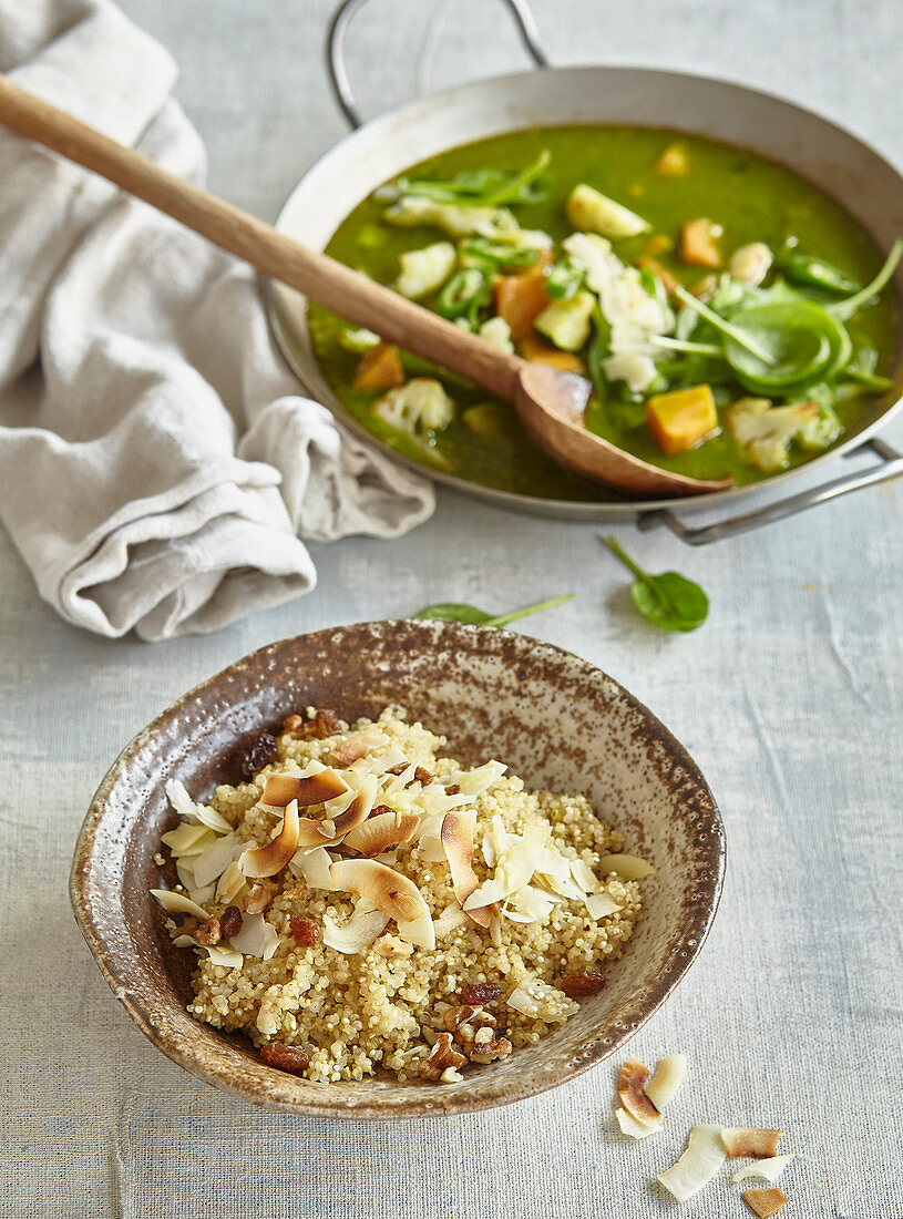 Coconut quinoa with green curry