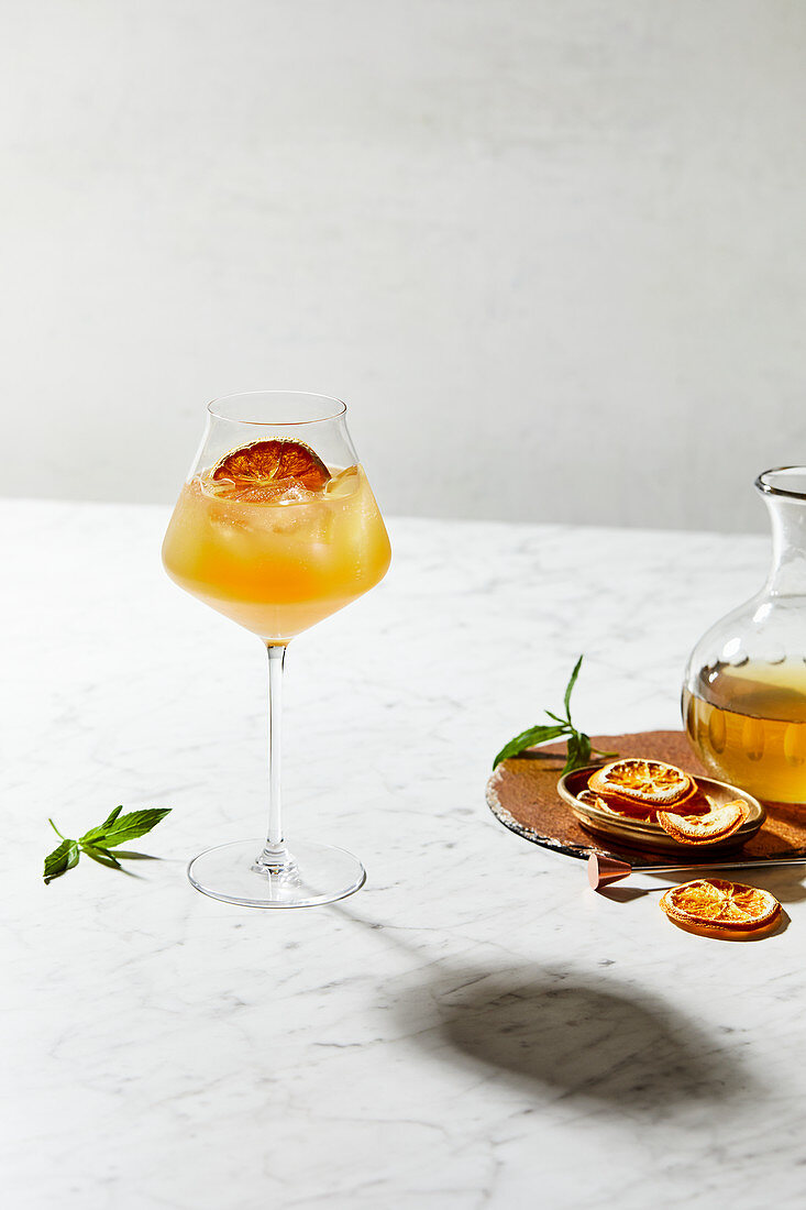 Kombucha gin orange cocktail