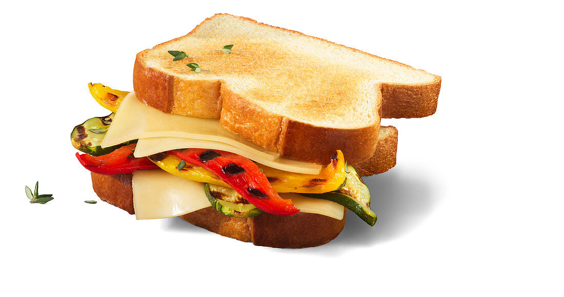Cheese sandwich with grilled peppers