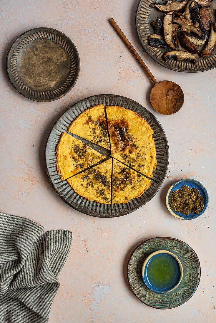 Socca (Farinata) with Mushrooms and Za'atar (Vegan Chickpea Pancake)