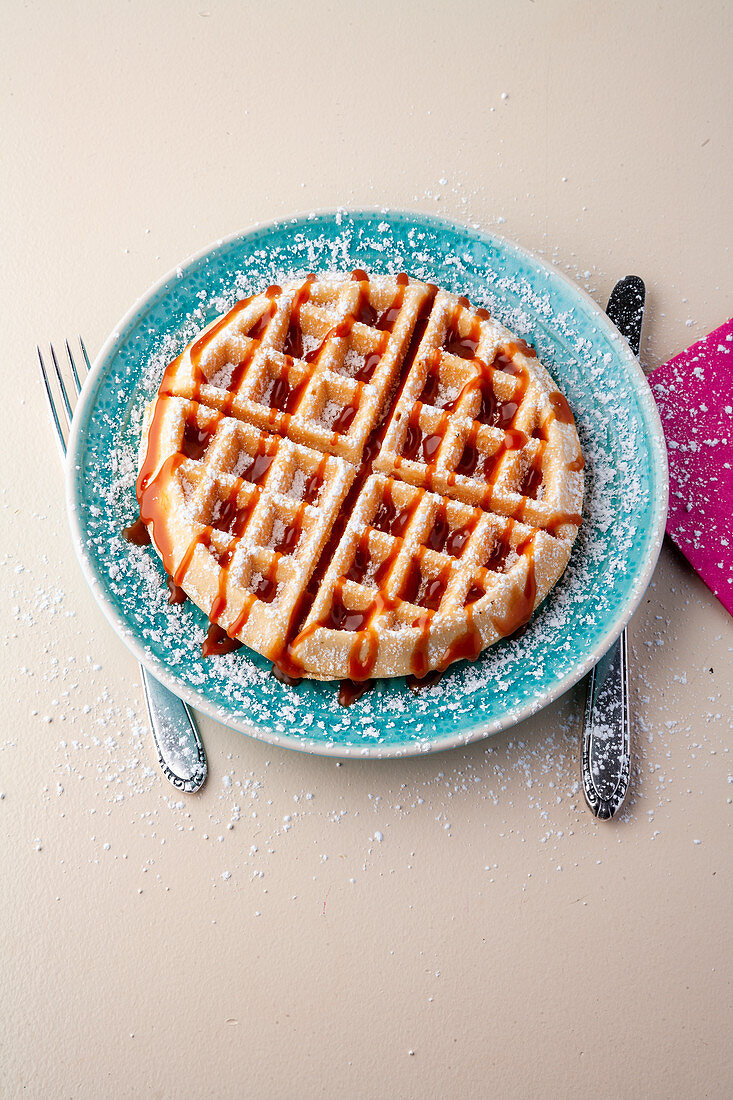 Waffles with salted caramel