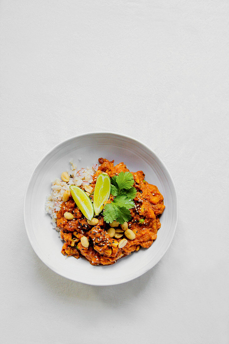 Autumn pumpkin dahl with basmati rice