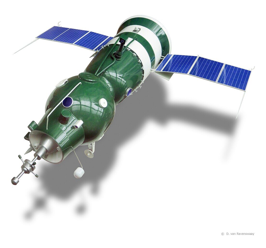 Soyuz 4 spacecraft with docking mechanism, illustration