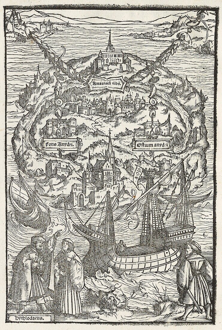 Plan of the island of Utopia, 16th century illustration