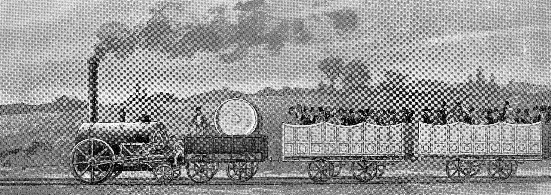 Train on Liverpool to Manchester route, illustration