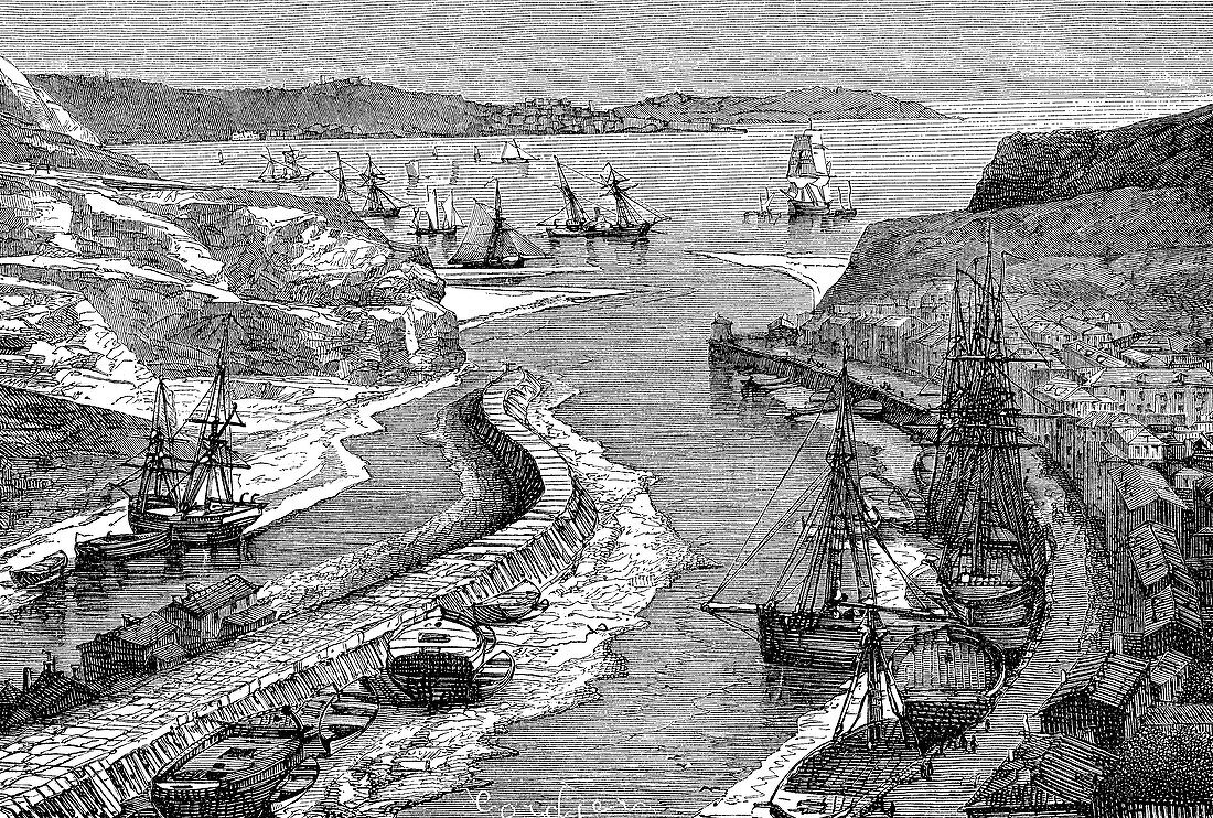 Port of Hayle, England, 19th century illustration