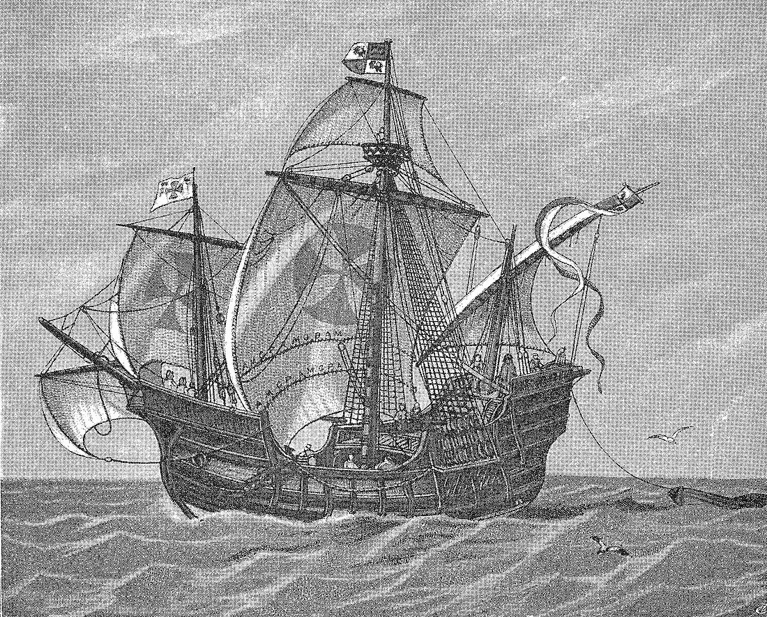 Christopher Columbus's ship Santa Maria, illustration