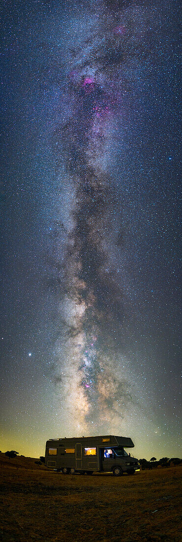 Milky Way over a caravan, Portugal