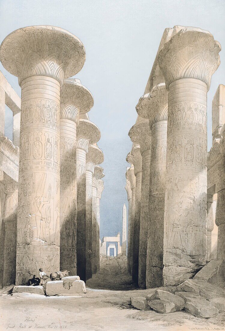 Great Hall at Karnak, Egypt, 19th century illustration