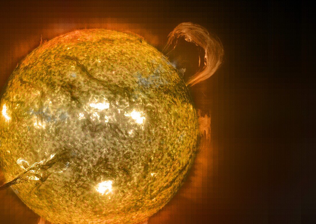 Solar flares, illustration