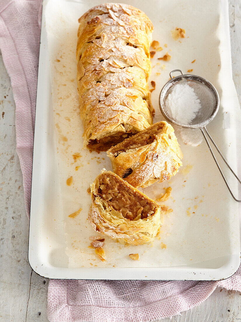 Puff pastry strudel with pears