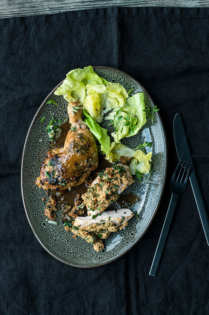 Zweierlei vom Huhn mit Kräutern