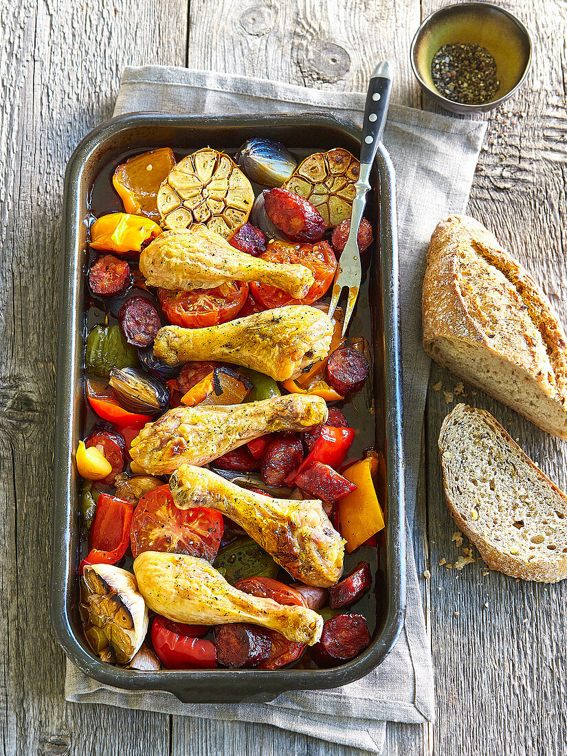 Baked chicken drumsticks with red pepper