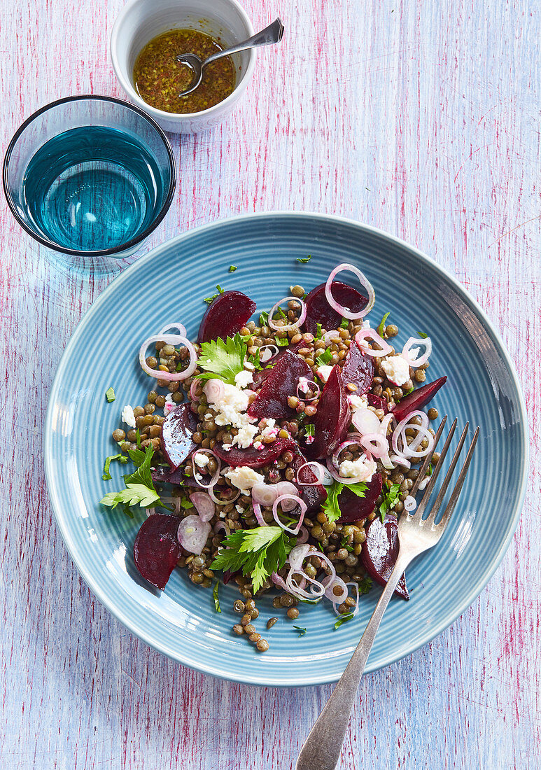 Linsensalat mit Rote-Bete und Feta