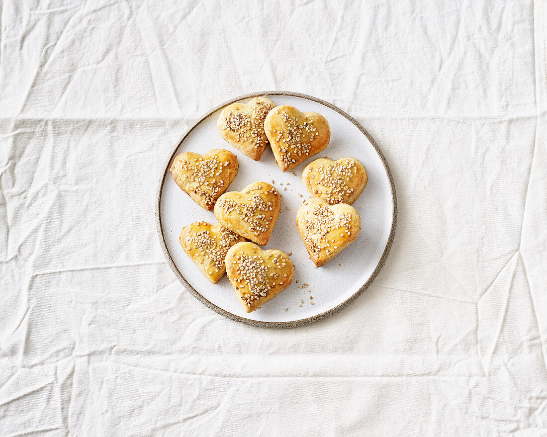Ginger and sesame seed hearts