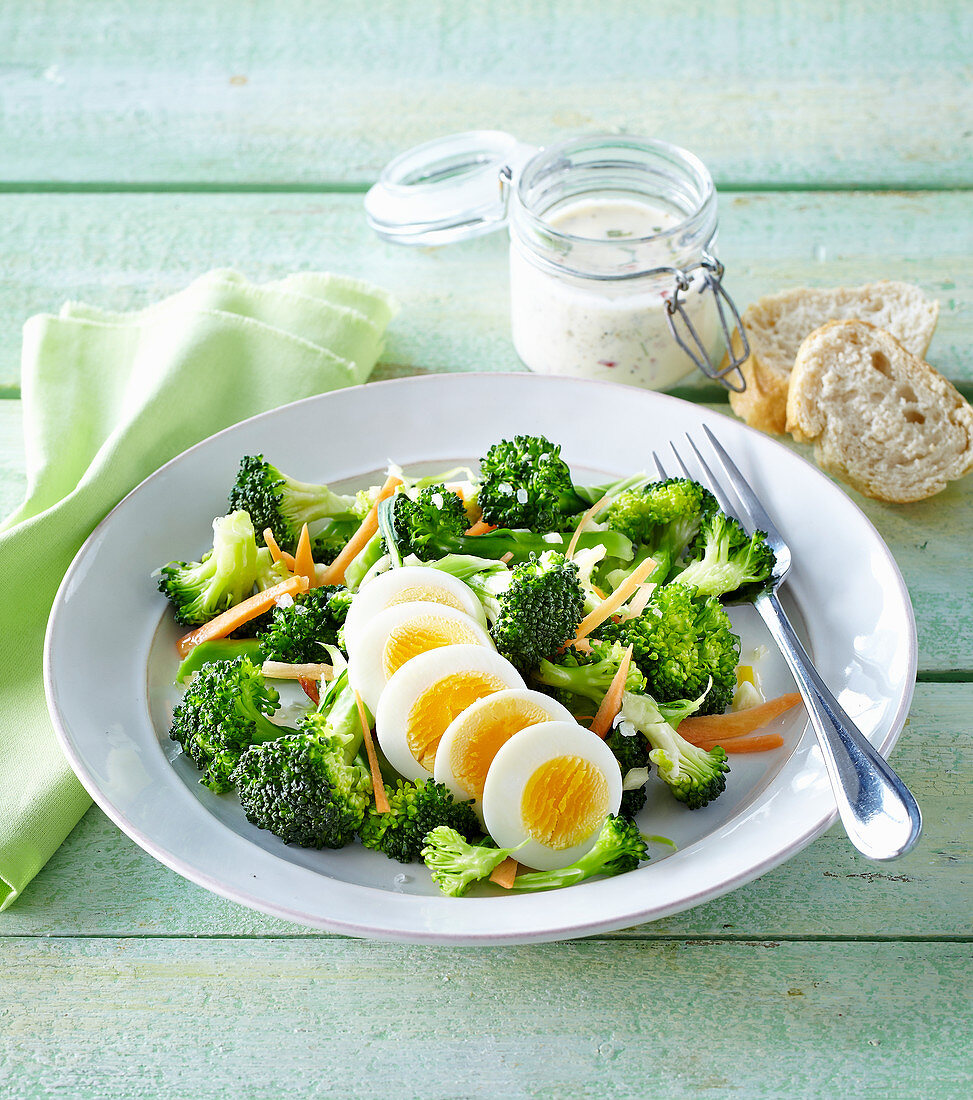 Broccoli salad with boiled eggs