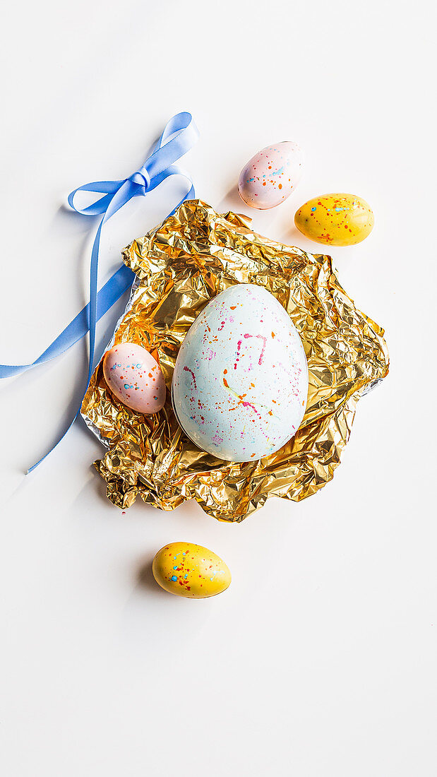 Pastel coloured chocolate Easter eggs