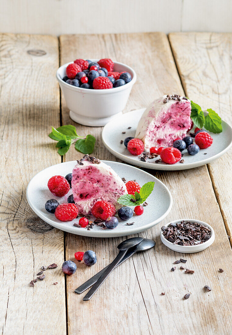 yogurt served with honey and berries