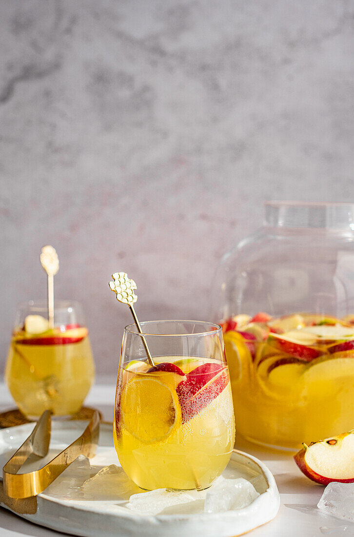 Sangria made with Sauvignon Blanc, Apple Juice and Fresh Apples