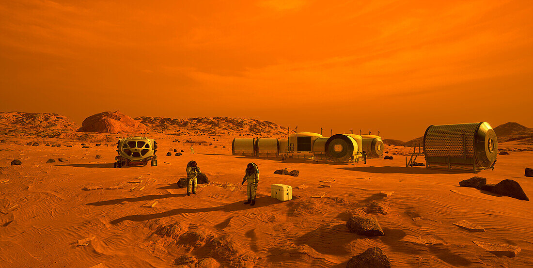 Mars colony, illustration