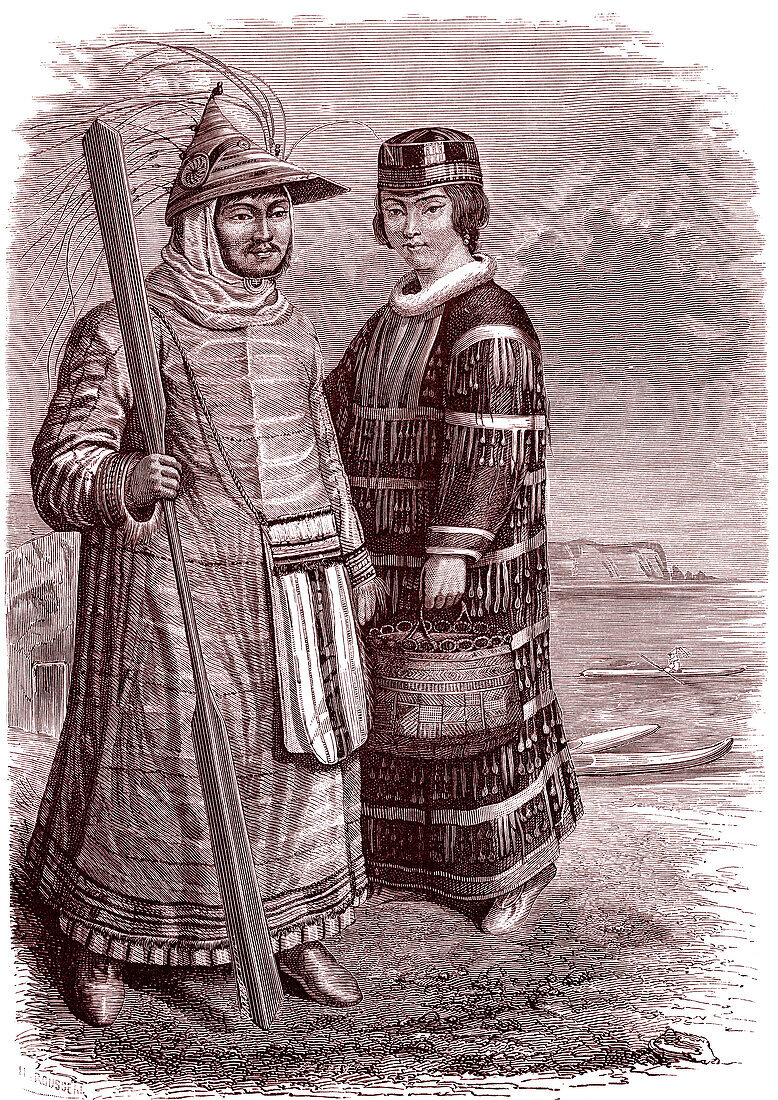 Siberian Aleutian native, 19th century illustration