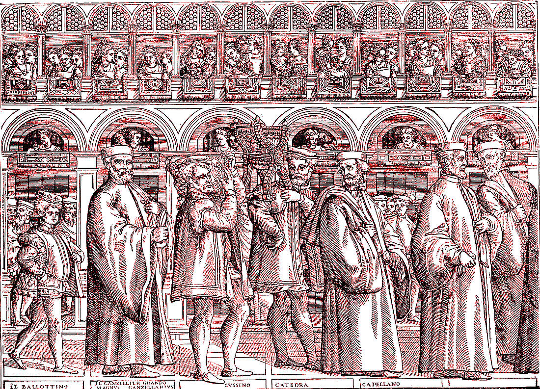 Procession of the Doge of Venice, 16th century illustration