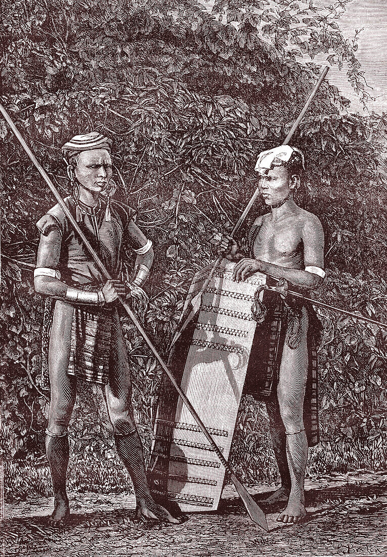 Javanese men, 19th Century illustration