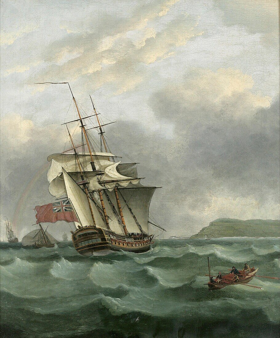 H.M.S Winterton approaching Dover, illustration