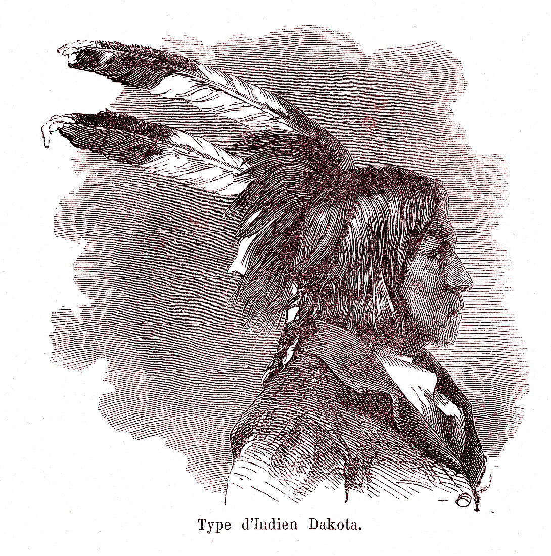 Dakota Native American man, 19th century illustration