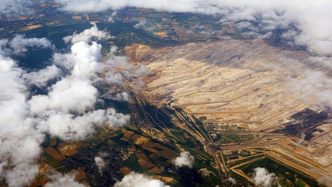 Open cast coal mine, aerial view