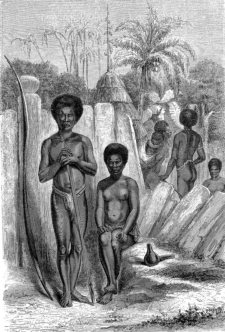 New Caledonian people, 19th century illustration