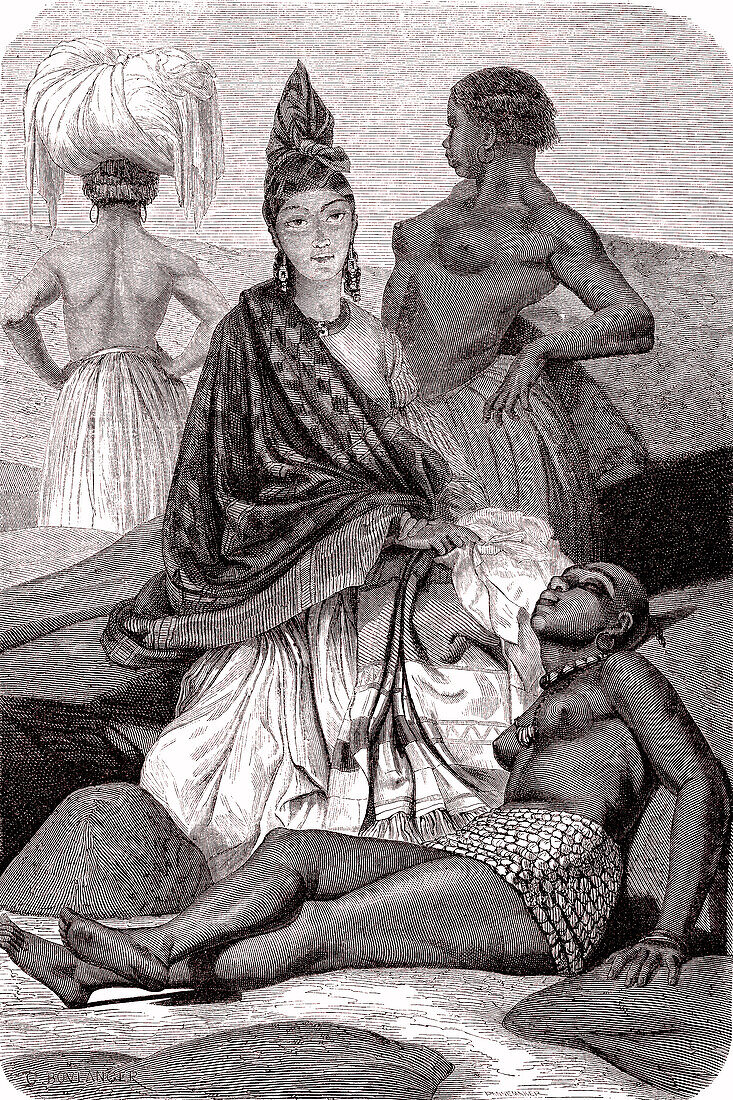Metis female merchant in Senegal, 19th century illustration