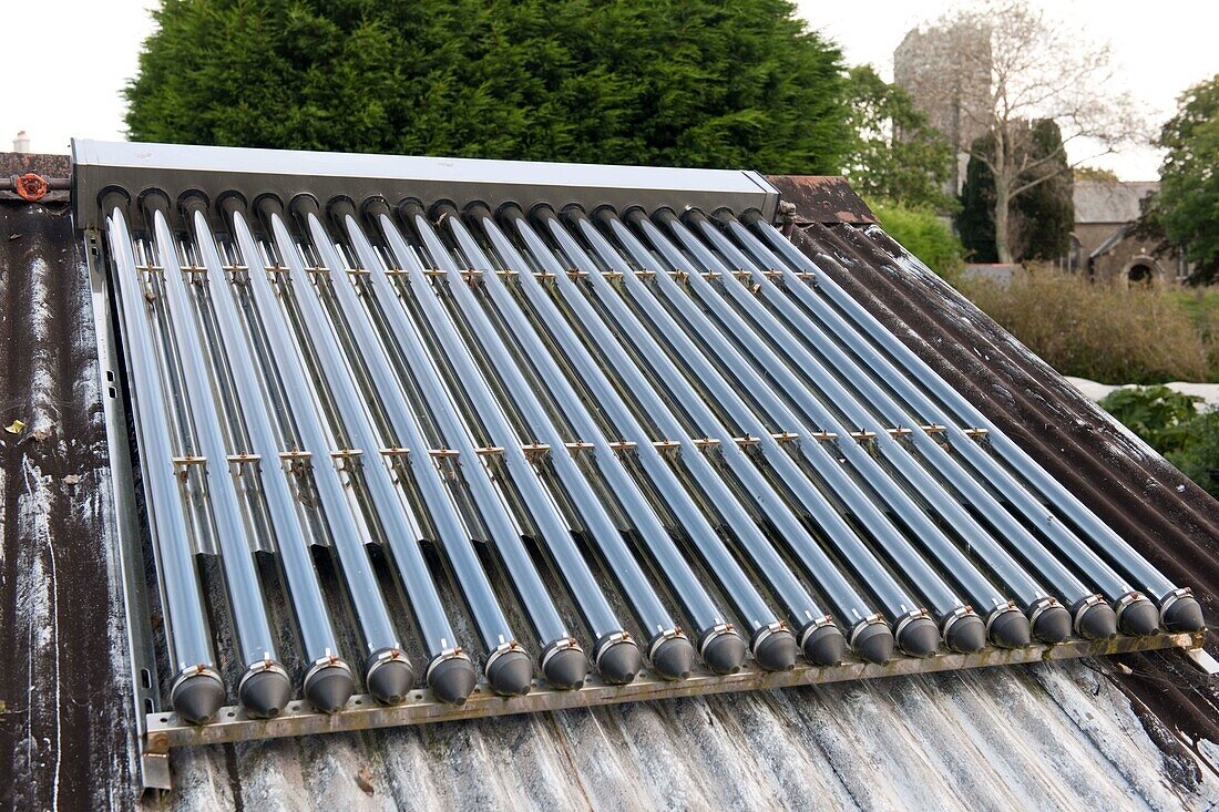 Solar thermal panel on corrugated roof