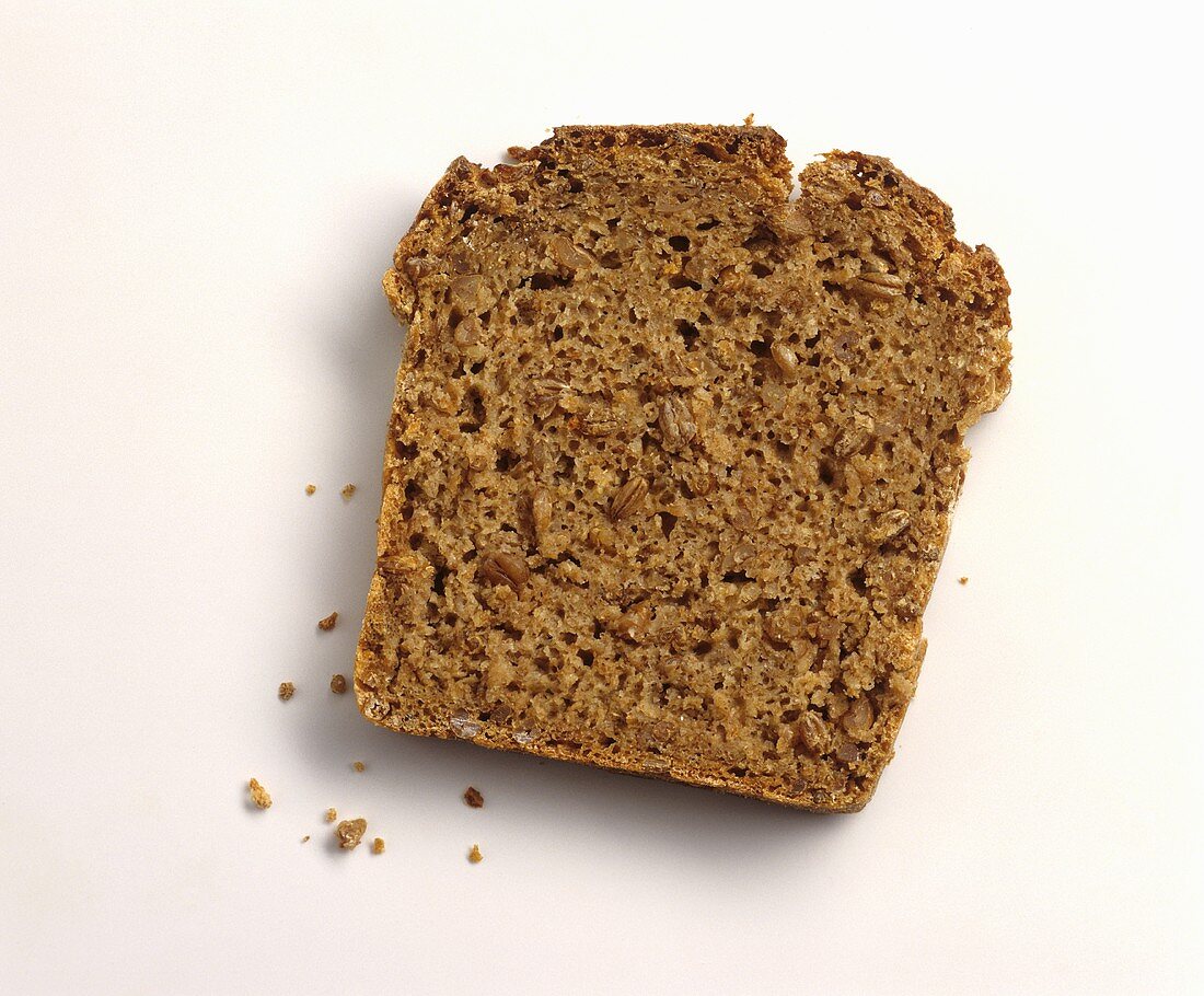 A slice of dark wholemeal bread
