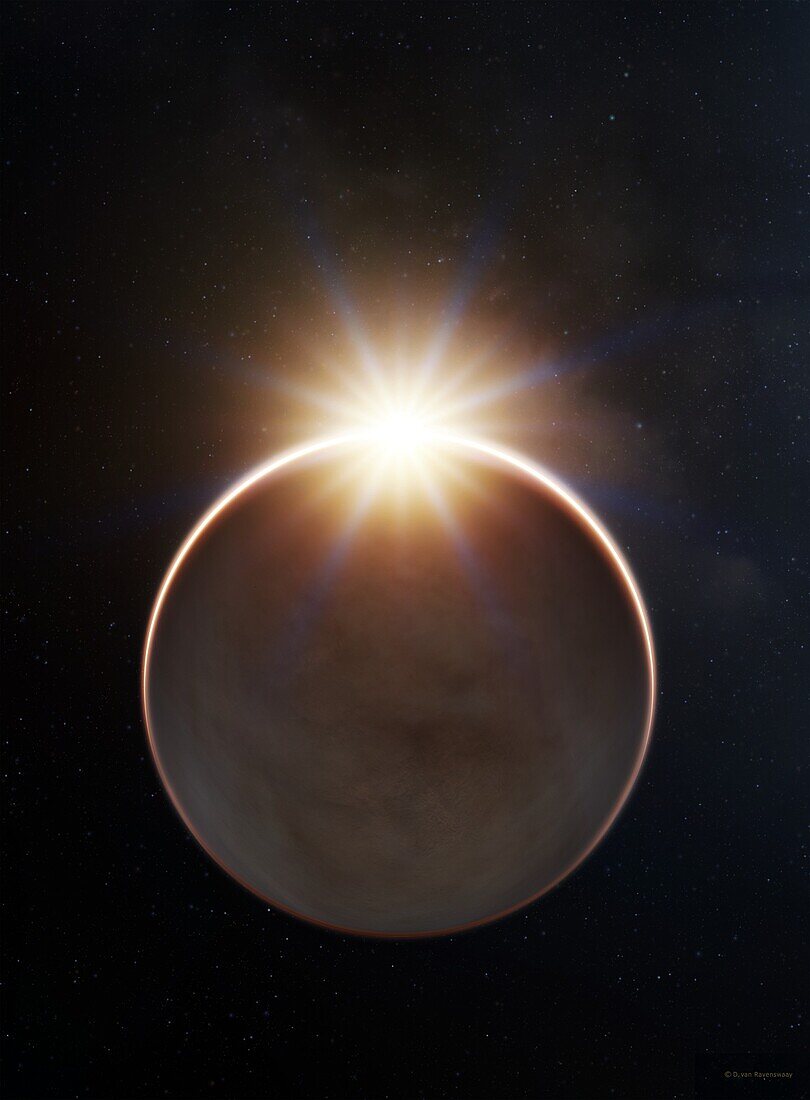 Sun behind Venus, illustration