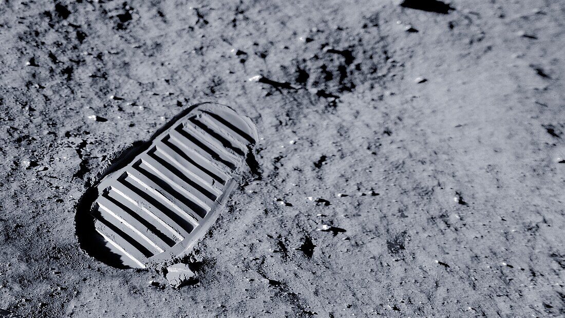 Apollo 11 bootprint on the Moon, illustration