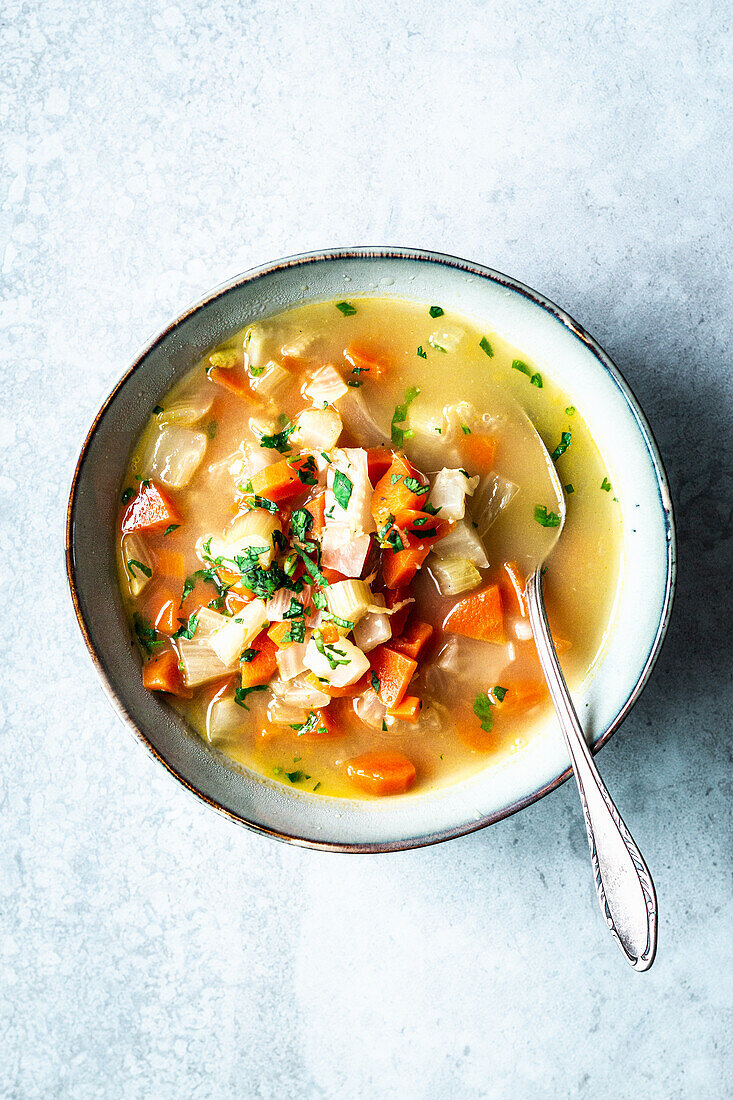 Easy vegetable soup with ginger