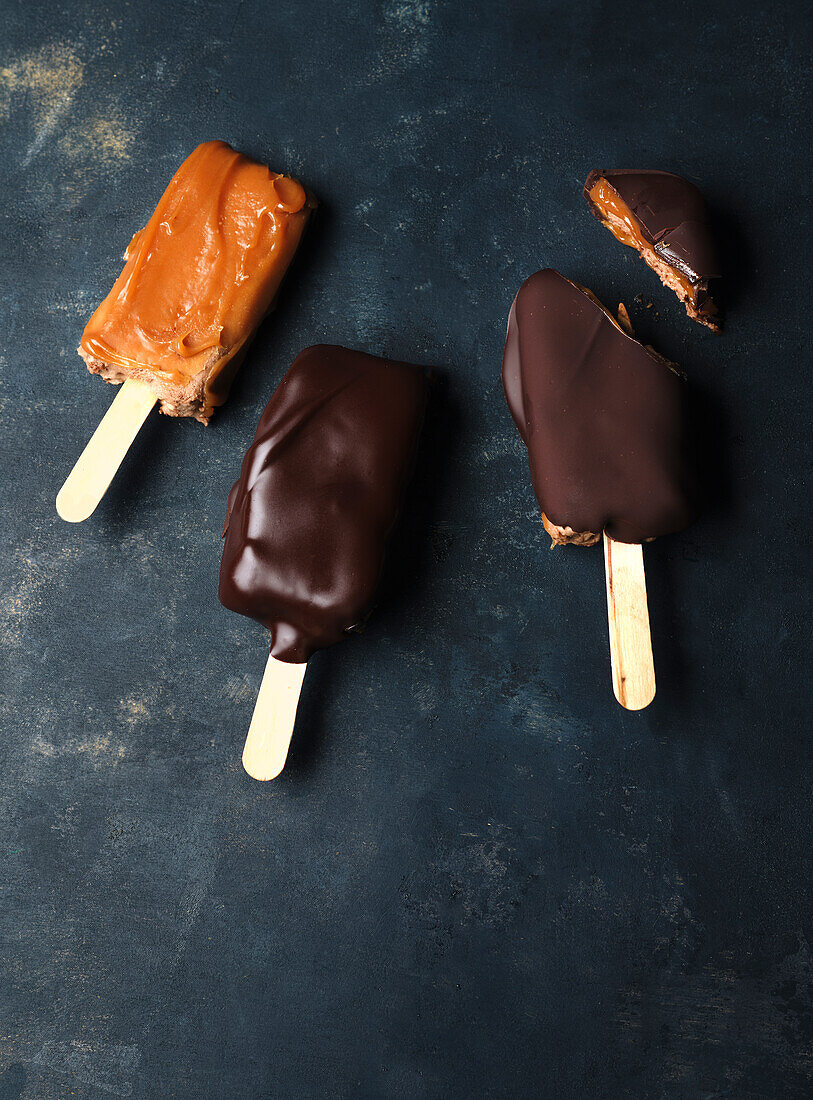 Chocolate and caramel ice cream