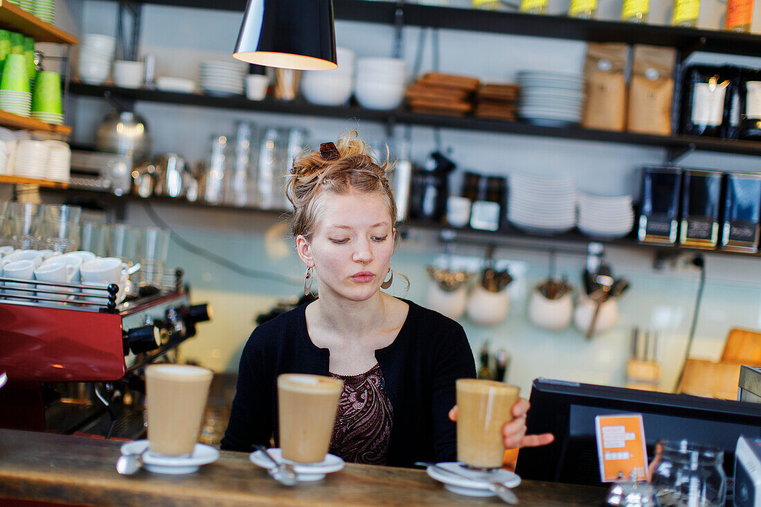 Barista working in cafe