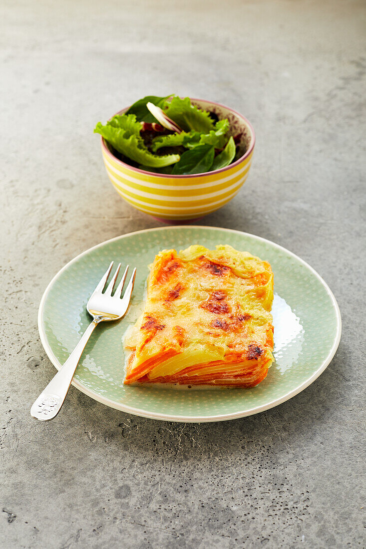 Kartoffelgratin mit Süßkartoffeln