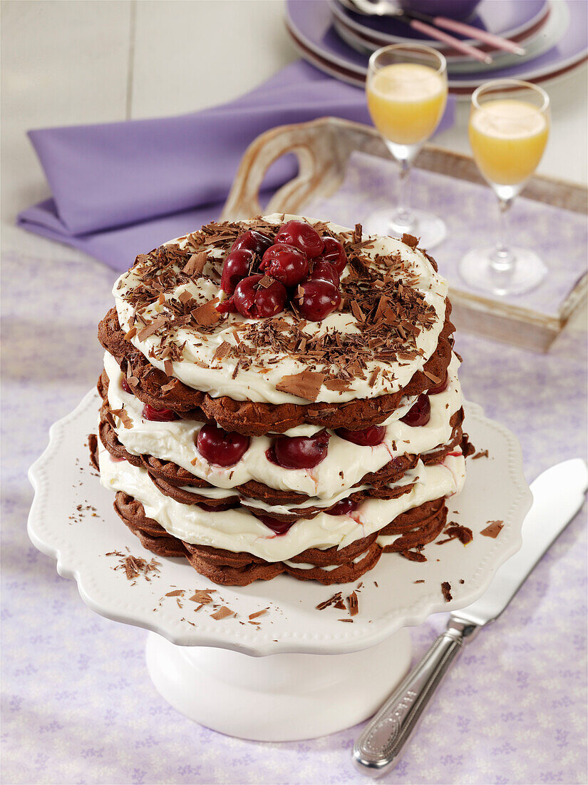A waffle 'egg-nog cherry' cake